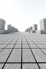 Poster - Gray Granite Blocks and Paving Stones in a Modern Architectural Design with a Clean White Background