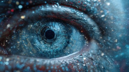 Aufkleber - Cybernetic vision of the future showing intricate technology and human connection in digital age