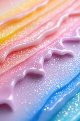 Poster - Pastel Rainbow Glitter Texture with Creamy Waves for Backgrounds and Design Elements
