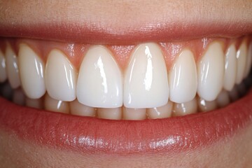 Poster - Stylized Smile Line Featuring a Gleaming Implant Highlight Against a Healthy Tooth Backdrop Generative AI
