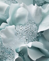Poster - Abstract floral arrangement with pearls and petals in soft pastel shades of blue and white