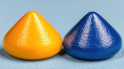 Poster - Two colorfully colored candies displaying asymmetric flow concept to represent directional imbalance in design
