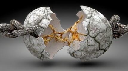 Poster - Two broken eggs symbolizing weak follow-through in a breakout scenario reflecting market failure concepts