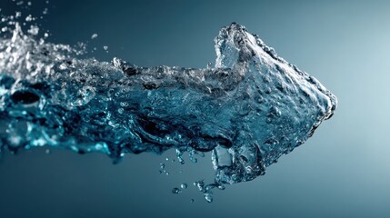 Poster - Water splashes dramatically against a blue background illustrating the concept of delta pressure flip and flow shift