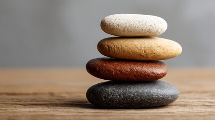 Poster - Stack of rocks illustrating equilibrium and balance in a cognitive financial balance logic icon concept