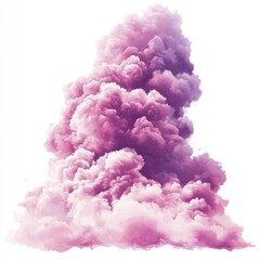 Poster - Ethereal Pink and Purple Cloud Formation on White Background for Dreamy and Artistic Designs