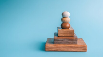 Poster - Wooden ball resting on wooden block symbolizing executive board and leadership harmony in professional settings