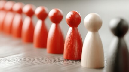 Poster - Diverse group of wooden people representing unity and collaboration in recruitment and talent matching