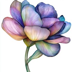 Poster - Watercolor Illustration of a Beautiful Flower with Delicate Petals and Vibrant Colors on White