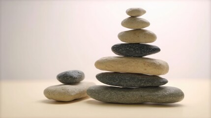 Poster - Serene stack of rocks symbolizing financial peace and tranquility in a conceptual iconic representation