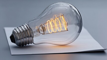 Poster - Light bulb on a piece of paper signifying clarity of ideas and focus in foundational concepts for innovation and creativity