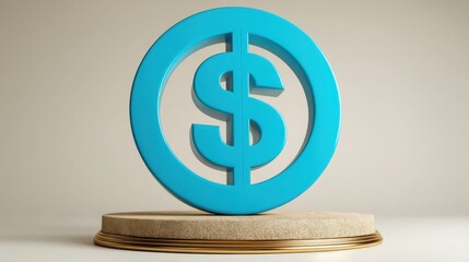 Poster - Dollar sign on a pedestal illustrating future microbanking systems and the concept of decentralized financial solutions