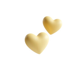 Poster - Floating pair of smooth, ivory heart shapes radiating soft light on plain backdrop