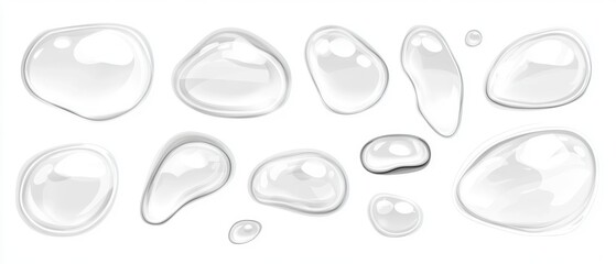 Poster - collection of shiny realistic water droplets on white background vector illustration