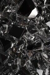 Poster - Abstract Shattered Glass Texture Reflecting Light and Dark Tones in a Modern Design