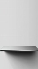Aufkleber - Minimalist Silver Shelf Against a Light Gray Wall for Product Display and Presentation Backdrop