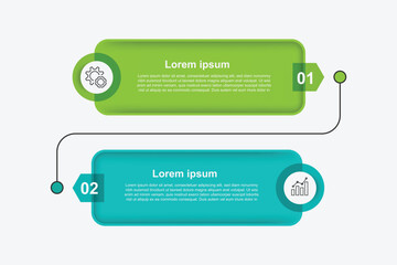 Fototapete - 2 step business infographic template. 2 table information or presentation. Square columns with circle template and icons