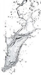 Poster - Intense Water Splash on White Background Capturing Motion and Purity for Refreshment and Hydration Concepts