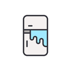Poster - Broken fridge colored icons, minimalist vector illustration ,simple transparent graphic element .Isolated on white background