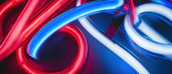 Poster - Abstract Neon Light Display with Red Blue and White Color Combination for Modern Design