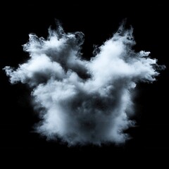 Poster - Ethereal cloud of white smoke against a black background, a dramatic and mysterious visual element for design
