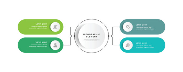 Fototapete - 4 step diagram infographic template with icons suitable for business information and web presentation