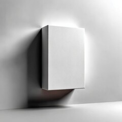 Poster - Blank White Box Mockup on Wall Displaying Texture Detail with Minimalistic Composition and Ambient Lighting