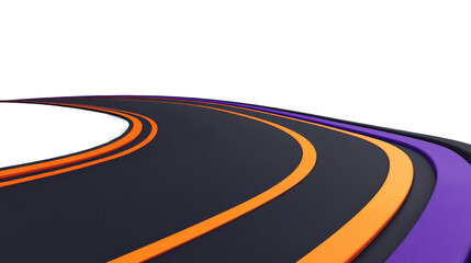 Fototapete - Stylized racetrack depiction with vibrant orange and purple lines against transparency