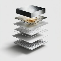 Aufkleber - Layered Abstract: A Composition of Metal, Liquid, and Textured Planes in a Clean and Modern Arrangement