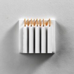 Aufkleber - Minimalist Composition of White Tags and Twisted String on Textured Grey Wall, Abstract Arrangement