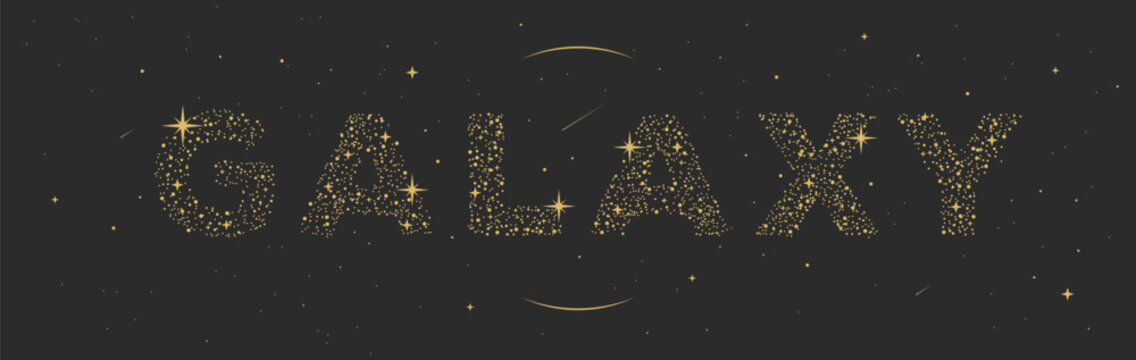 Modern magic witchcraft astrology background with glittering letters on space background. Vector illustration