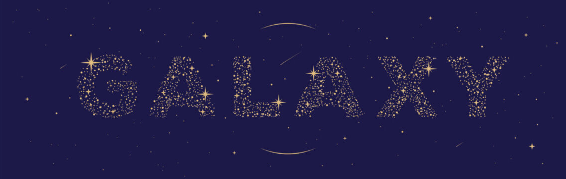 Modern magic witchcraft astrology background with glittering letters on space background. Vector illustration