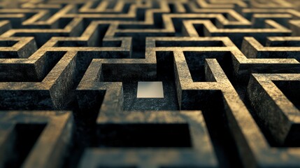 A maze design with an empty path leading to a blank square in the middle.