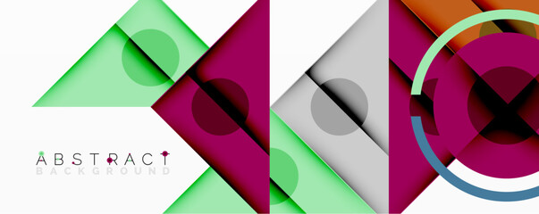 Leinwandbilder - Modern geometric design. Overlapping shapes create vibrant, colorful composition. Minimalist style, perfect backdrop for digital projects.