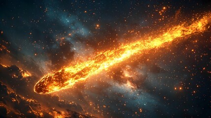 Wall Mural - fiery comet streaking through the night sky with glowing tail
