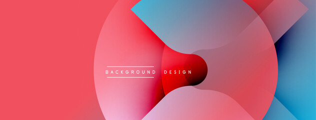 Fototapete - Abstract geometric shapes overlap. Pink, blue hues create dynamic visual effect. Modern design element for backgrounds, presentations.