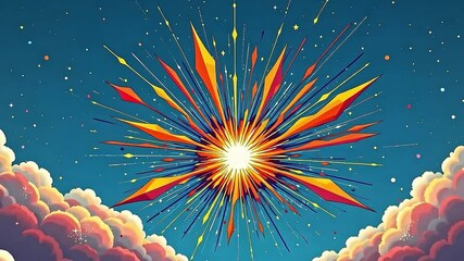 Poster - Explosive burst of colorful energy celestial sky digital art vibrant atmosphere dynamic perspective creative expression for visual impact
