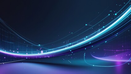 Poster - Abstract flowing lines of light creating an elegant design with digital and technology-related themes. The gradient color palette adds a touch of sophistication