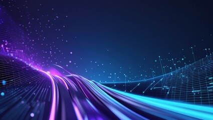 Poster - Dynamic abstract design featuring flowing lines and vibrant colors, symbolizing speed, connectivity, and innovation. A visually captivating representation of the digital world.