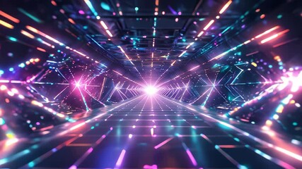 Poster - A tunnel with glowing neon lights creates a mesmerizing and futuristic view