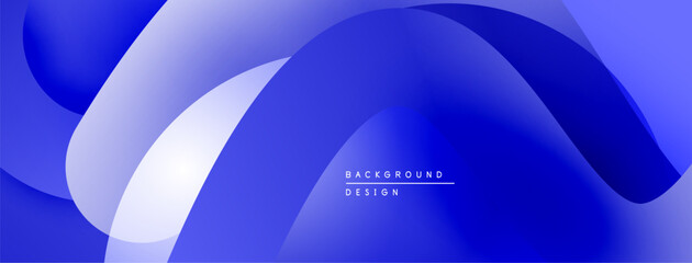 Leinwandbilder - Abstract blue background. Smooth flowing shapes create dynamic visual effect. Gradient shades offer depth, modern aesthetic.