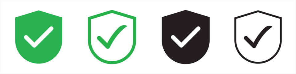 Poster - check mark icon button set. check box icon with right and wrong buttons and yes or no checkmark icons in green tick box and red cross