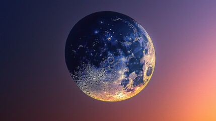 Wall Mural - Full moon, vibrant colors, detailed craters