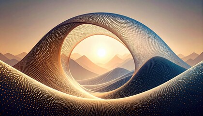 Poster - Artistic landscape visualizing a cosmic spiral in nature's embrace abstract digital rendering scenic viewpoint surreal concept