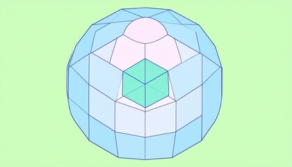 Poster - geometric visualization of a polyhedral structure digital space animation abstract environment aeria
