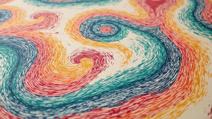 Poster - Colorful abstract swirls created with dense, textured marker lines forming an energetic and dynamic visual pattern.