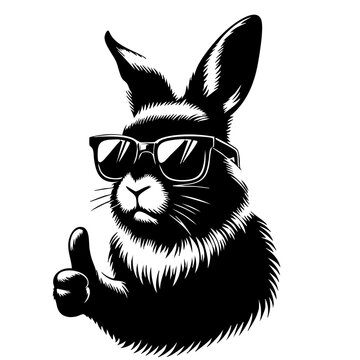 Happy feature vector silhouette rabbit