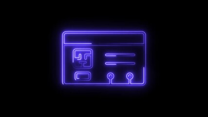 Glowing neon icon of web page interface on black background digital design modern web template