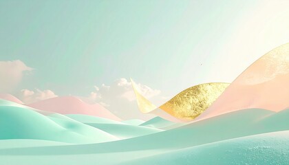 Poster - Dreamy abstract waves digital art surreal landscape soft colors tranquil environment aesthetic viewpoint