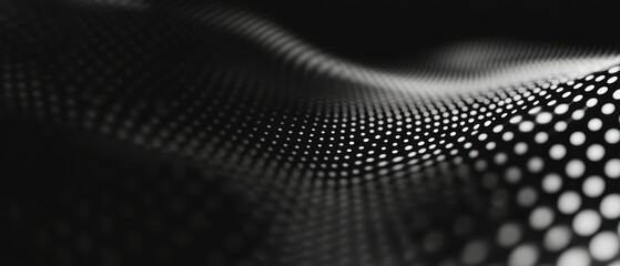 Leinwandbilder - Abstract Monochrome Wavy Surface with Dotted Pattern and Geometric Shapes in Black and White Tones Under Dynamic Lighting for Modern Decorative Backgrounds